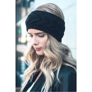 KNITTED TURBAN HEADBAND (BLACK)